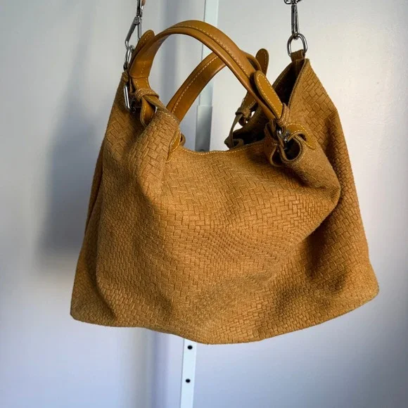 Fiori‎ Italian Leather Hobo Bag Woven Convertible Shoulder Bag Large